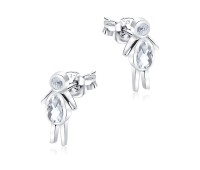 Human Shape With CZ Stone Silver Ear Stud STS-5685